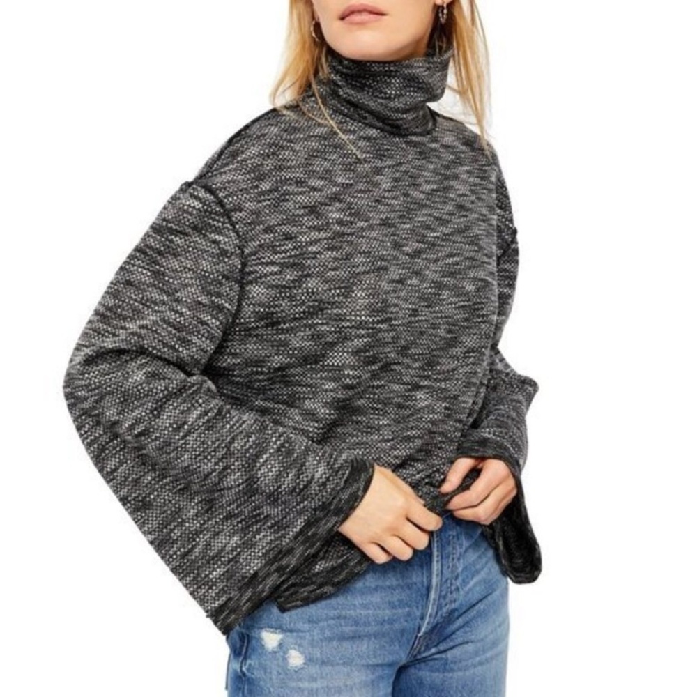 FREE PEOPLE Sunny Days Relaxed Turtleneck Knit Pullover Top XS